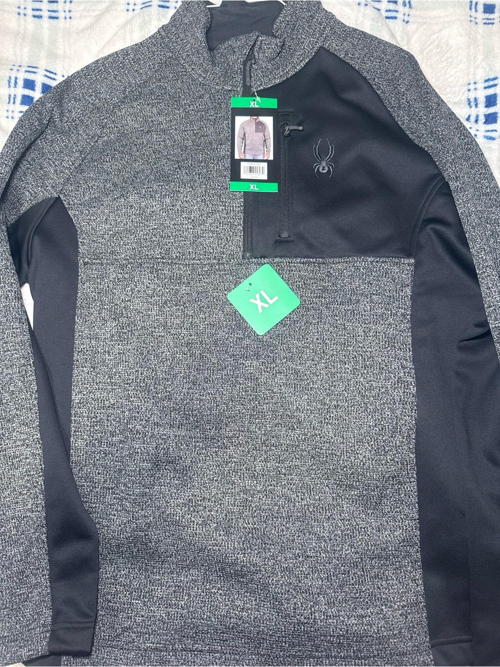 Spyder Men’s Zip Pullover Sweater in Heather Gray and Black